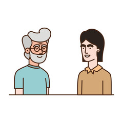 father with son talking avatar character