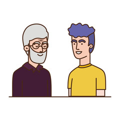 father with son talking avatar character