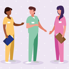 Obraz premium interracial group medicine workers with uniform characters