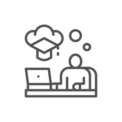 Online training at home, web education, consulting, learning courses line icon.