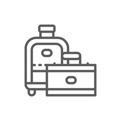 Travel bags, suitcase line icon.