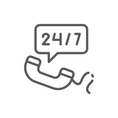 Non stop service, 24 7 help number line icon.