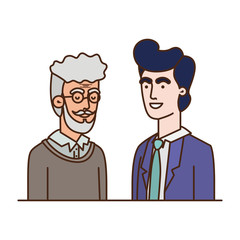 father with son talking avatar character