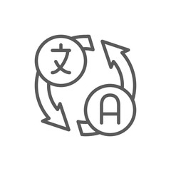 Language translation, translate, conversation line icon.