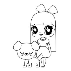 cute little doll with dog animal