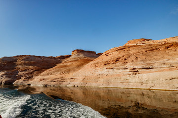 The famous Antelope Canyon from boat trip at Page