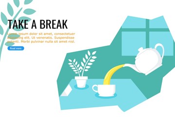 Pouring Tea Vector Illustration