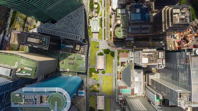 sunny day singapore city downtown famous raffles square aerial topdown panorama 4k timelapse