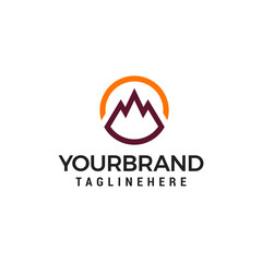 mountain circle logo design concept template vector
