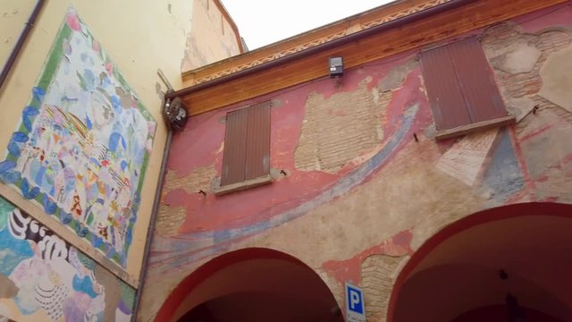 Alleys and Medieval Fortress in Dozza Imolese, near Bologna, Italy. gimbal pan