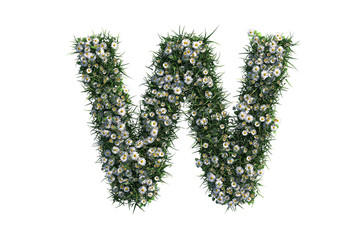 Letter W made from flowers