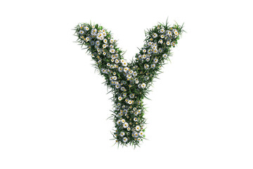 Letter Y made from flowers