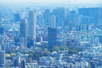 Naklejka na ściany i meble 東京風景　2019　春　六本木から望遠で望む　大崎方面　高層ビル群