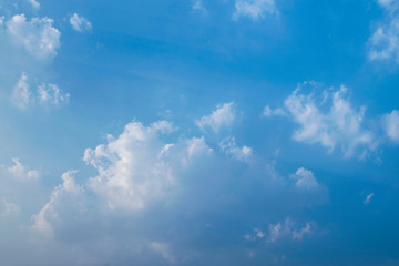 The bright sky with clouds floating on the sky is full.