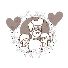 grandfather with children and wreath avatar character