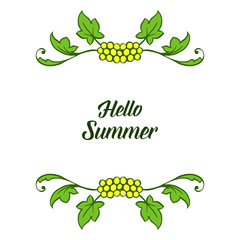 Vector illustration flower frame isolated on white backdrop for hello summer