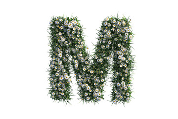 Alphabet letter M, made of flowers