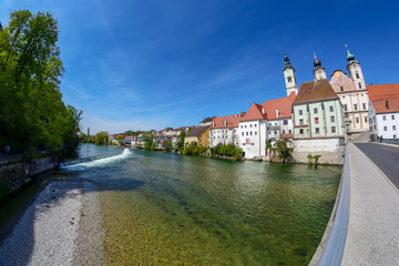 Fototapeta na wymiar View on Steyr in Upper Austria / Austria