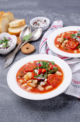 Thick vegetable soup with pasta