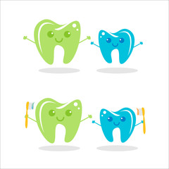 dental tooth hold toothbrush cartoon mascot logo