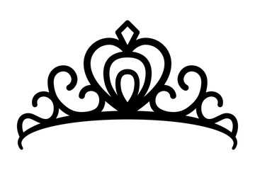 Princes tiara crown or royal diadem line art vector icon for apps and websites - obrazy, fototapety, plakaty