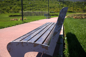 Bench in a city Park