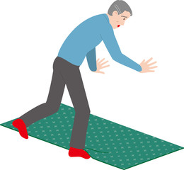 高齢者の家庭内事故　カーペットに躓く