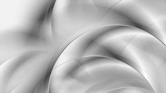 Abstract monochrome silver grey wavy circles motion graphic design. Seamless looping. Video animation Ultra HD 4K 3840x2160