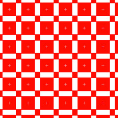 Red checkered geometric seamless pattern with small squares, repeat tiles.