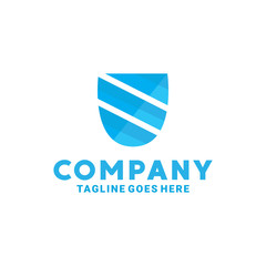 Striped Shield Logo with Flat Blue Color