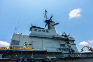 Close-up pictures of the Chakri Naruebet boat, battleship from the Thai port at Sattahip