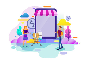 Landing page design concept of online shop and where to buy, business strategy and Shopping Online. Vector illustration concepts for website design ui/ux and mobile website development.