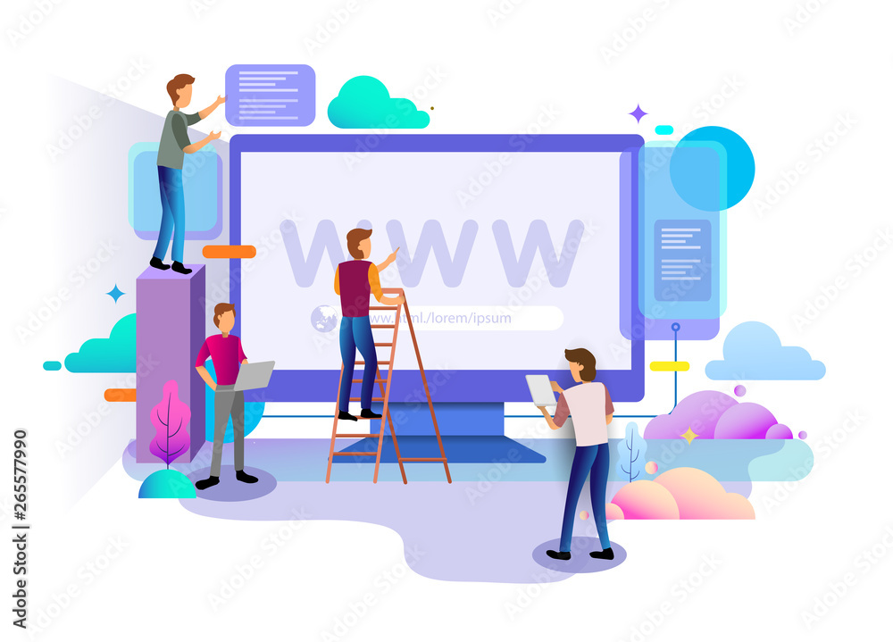 Wall mural web design homepage concept of desktop illustration. business strategy, analytics and brainstorming.