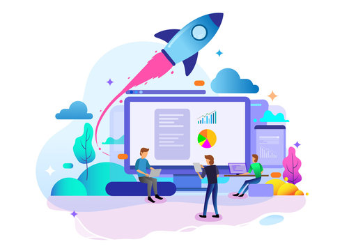 Landing page design concept of Startup Business, business strategy, analytics and brainstorming. Vector illustration concepts for website design ui/ux and mobile website development.
