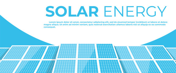 Solar energy panels. Solar batteries isolated on a white background. Clear modern design. Simple design, banner template. Beautiful background. Flat style vector illustration. © Ihor