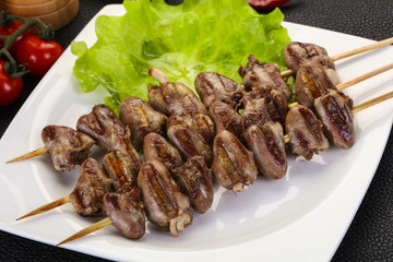 Chicken hearts skewer