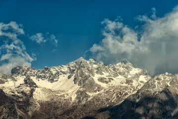 Landscape view of Jade dragon snow mountain in Lijiang ,Yunnan, China