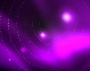 Dark space with neon color glowing lights abstract background
