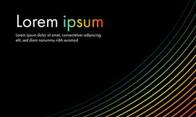 abstract rainbow curve line on black background vector