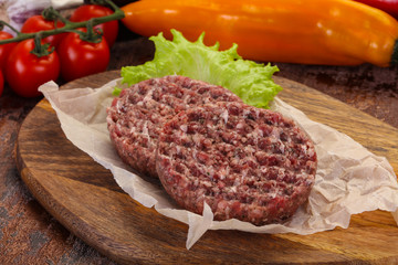 Raw burger cutlet