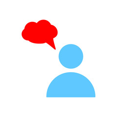Speech bubble user outline icon. line