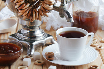 Traditional Russian tea party still life
