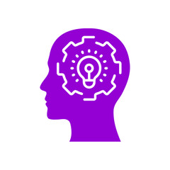 digital human head, brain, technology, head, memory, creative technology mind, artificial intelligence dark violet color icon