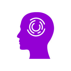 digital human head, brain, technology, head, memory, creative technology mind, artificial intelligence dark violet color icon
