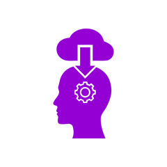 digital human head, brain, technology, head, memory, creative technology mind, artificial intelligence dark violet color icon
