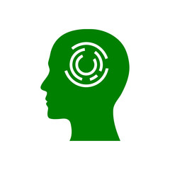 digital human head, brain, technology, head, memory, creative technology mind, artificial intelligence green color icon