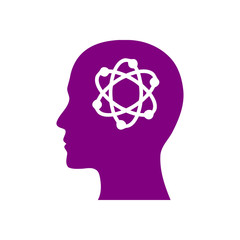 digital human head, brain, technology, head, memory, creative technology mind, artificial intelligence purple color icon