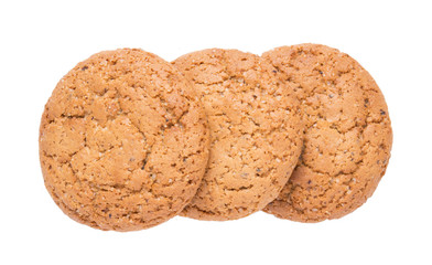 Group of homemade oatmeal cookies isolated on white background