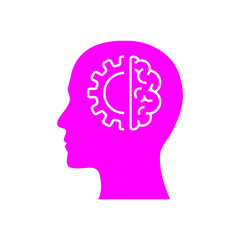 digital human head, brain, technology, head, memory, creative technology mind, artificial intelligence magenta color icon