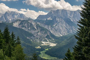 Fototapeta na wymiar View of Triglav Mountain in the Julian Alps, Slovenia as seen from Tromeja: the triple point of Austria, Italy and Slovenia.
